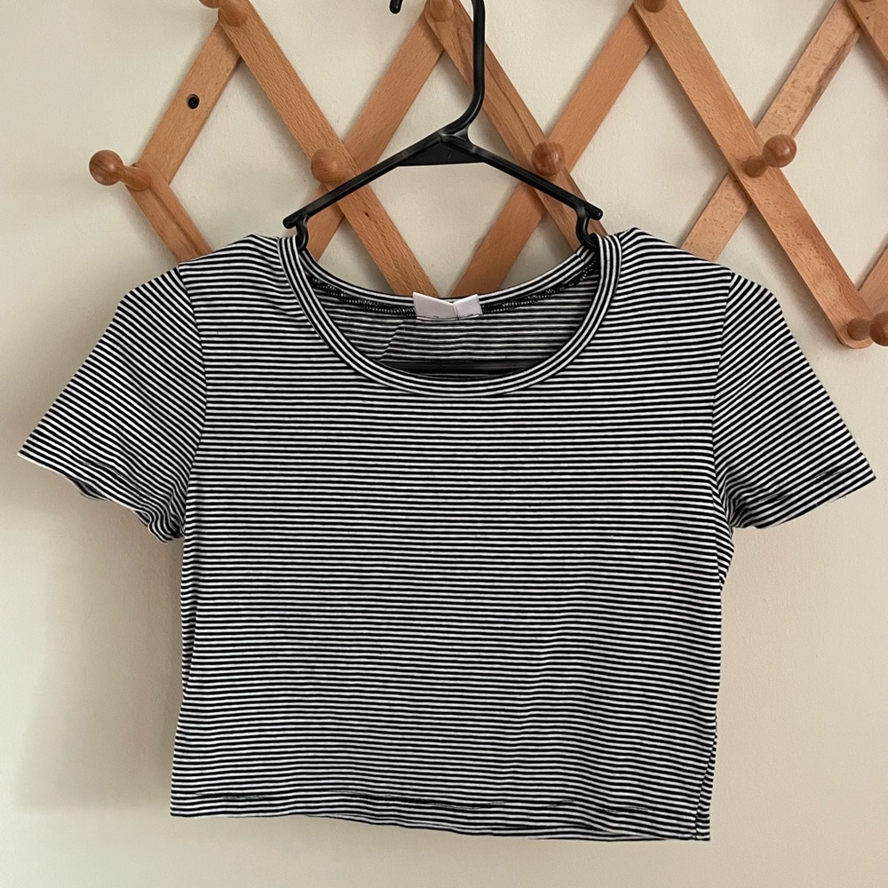 Striped Black and White Crop Top